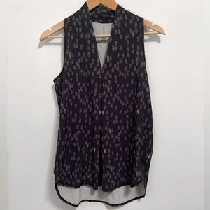 Lucy Activewear Sleeveless Tunic V-neck top- blue White- small -EUC